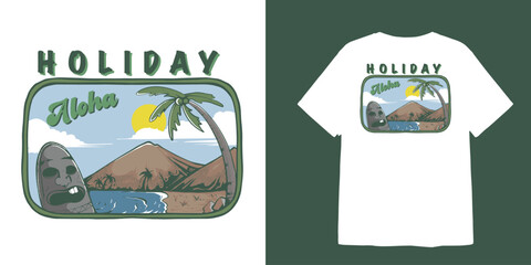 vintage hawaii holiday t shirt design