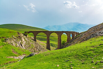 An ancient  stone bridge in the suburbs of the city of Gadabay, built by the Siemens brothers in...