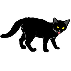 illustration of black cat meowing