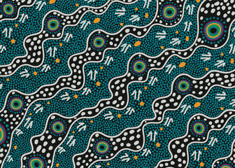 A vector artwork with aboriginal dot patterns
