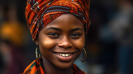 Striking Close-Up Portrait of an African Beauty. Generative AI
