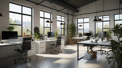 Contemporary Office Design with Stunning Daylight. Generative AI