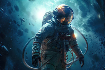 Cosmic Reverie: Surreal Astronaut in Celestial Dreamscape. Generative AI
