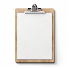 Clipboard with blank white paper mockup, isolated design element | Generative AI