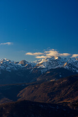 Obraz premium Winter landscape with Triglav peak, Triglavski national park, Slovenia