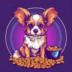 golden retriever dog with bowl. ai generative