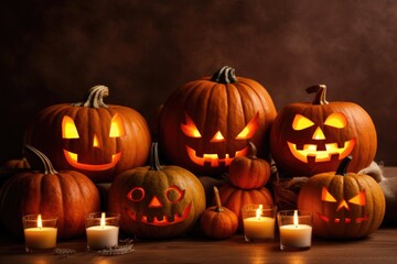 halloween pumpkin on black, ai generative