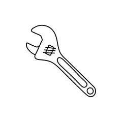 Sliding adjustable wrench shifter in doodle style sketch illustrator isolated on white background.