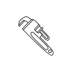 Pipe wrench doodle over white background vector illustration