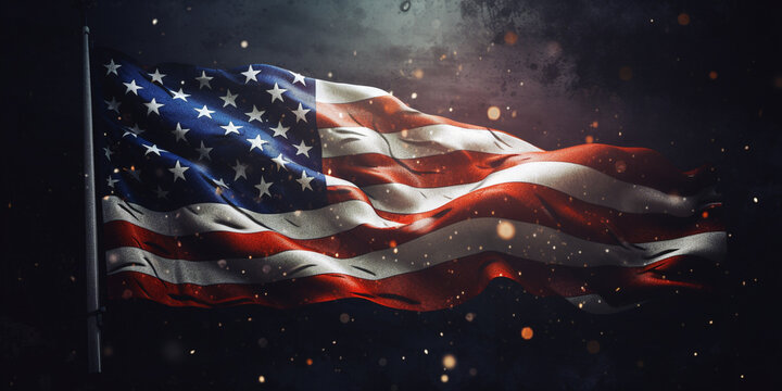  Concept with USA flag on dark background generated by ai