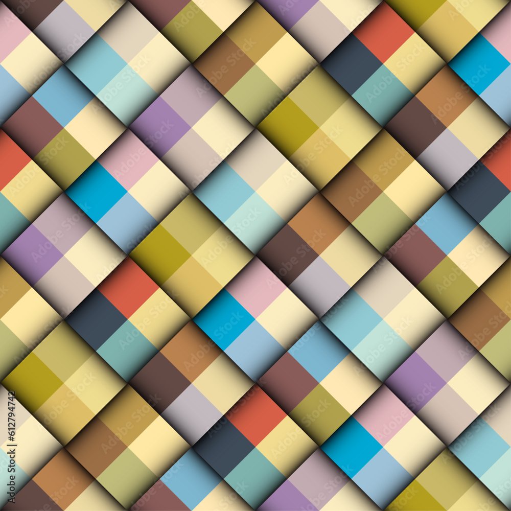 Fototapete Abstract background seamless pattern.. Diagonal plaid pattern. Vector image. Patchwork ribbons 3d pattern.