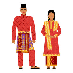 girl and young man in Singaporean folk costume