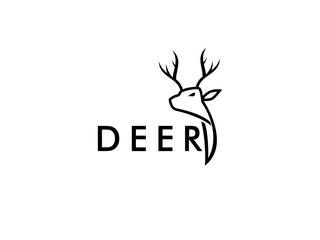 Deer line head creative design logo vector template