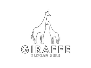 Giraffe line art logo vector template