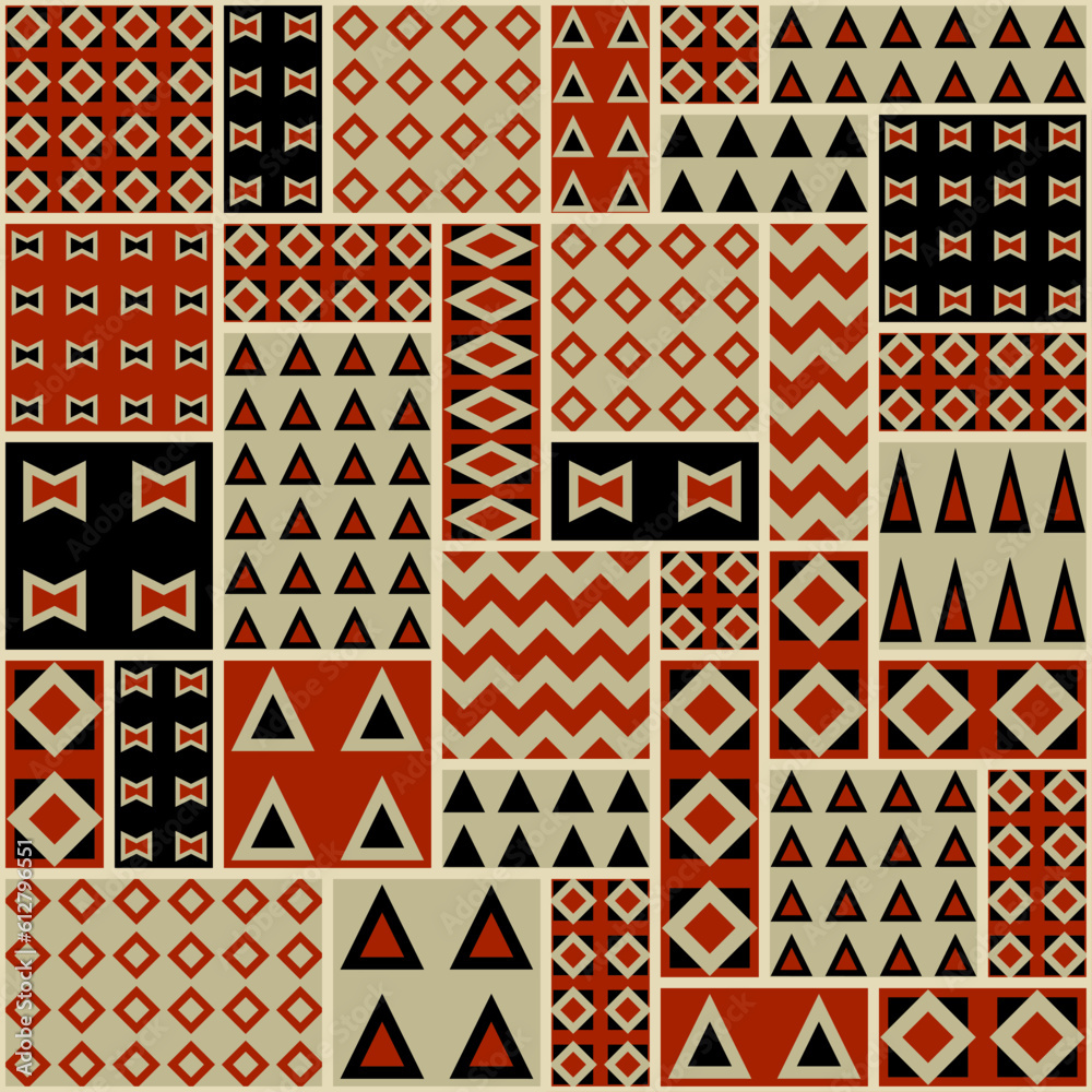 Aufkleber geometric abstract grunge vintage pattern. ikat style. seamless vector image.