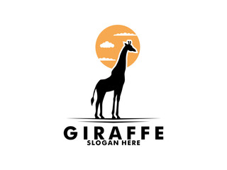 Giraffe logo vector, Giraffe silhouette logo design template