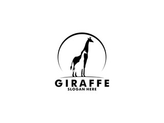 Giraffe logo vector, Giraffe silhouette logo design template