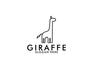 Giraffe line art logo vector template