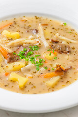 potato soup with mushrooms and carrot
