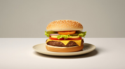 Cheeseburger auf einem Teller
Generative AI