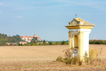 palace in Jaroslavice with calvary chapel, Czech Republic
