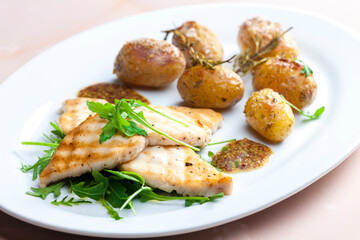 grilled fish with grilled potatoes