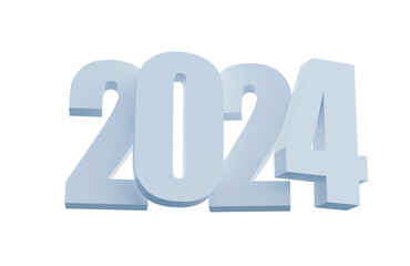 Realistic 3D silver numbers 2024 isolated transparent png. Happy New Year and Merry Christmas holidays greeting card concept for web, print design element