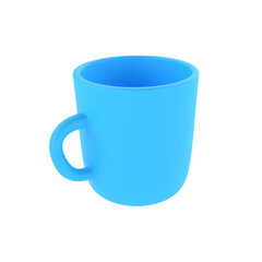 3d photo realistic blue cup icon mockup rendering. Design Template for Mock Up. ceramic clean mug with a matte effect isolated on white background isolated transparent png