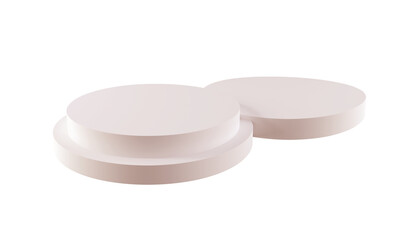 Minimalist round podium and scene with 3d rendering abstract background composition, illustration mock up of geometry platform shape for product display. isolated on white background with clipping pat