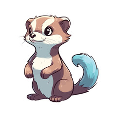 Adorable Ferret: A Charming 2D Illustration of a Playful and Curious Furry Friend