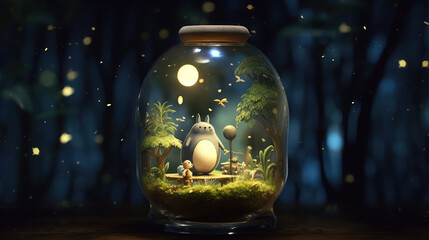 Moon and starts in a bottle