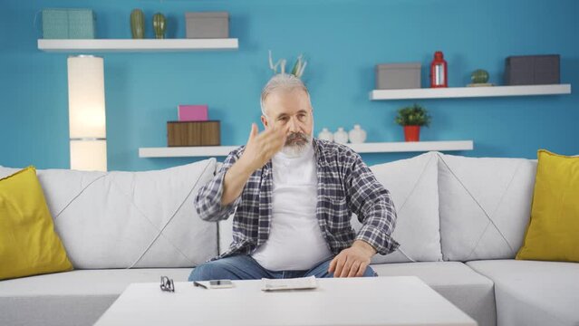 Suspicious man thinks.