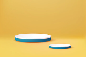 3D Yellow & Dark Cyanish Geometric Platform - Pedestal Scene for Product Advertising, Show, and Award Ceremony on Modern Backdrop