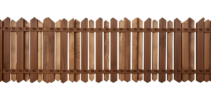 Empty brown wooden fence on transparent background. Generative AI