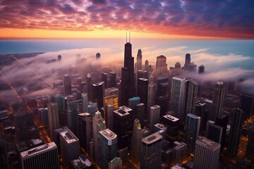 Obraz premium Aerial view of chicago city Generative AI