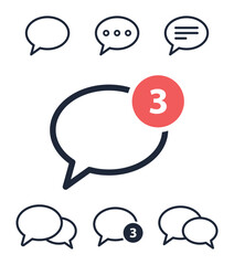 speech bubbles outline icon set, chat message sign