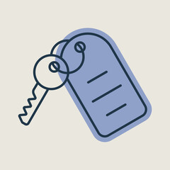 Hotel room key with number vector icon