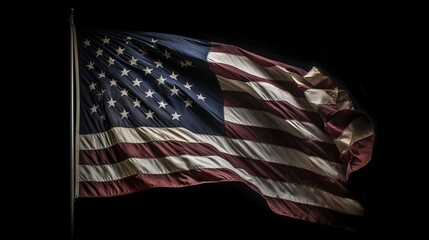 United States Flag On Black Background