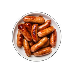 grilled sausage or bratwurst on a plate - obrazy, fototapety, plakaty