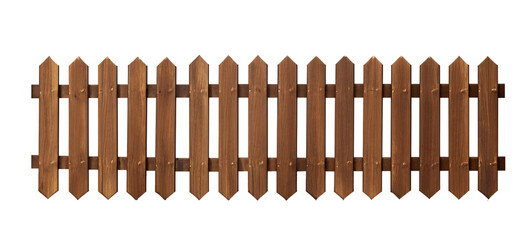 Empty brown wooden fence on transparent background. Generative AI