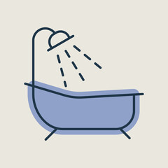 Bathroom vector icon. Bath with shower sign