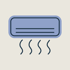 Split-system air conditioner flat vector icon
