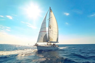 Obraz premium Yacht sail boat in Atlantic ocean