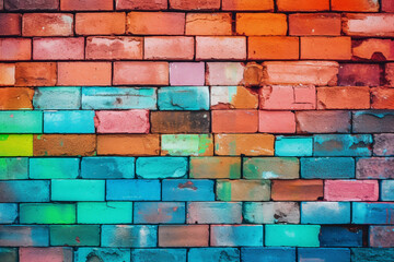 Colorful Brick Wall Background. Generative AI