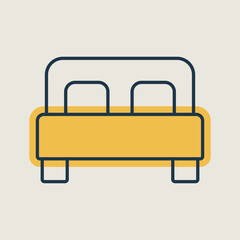 Double bed flat vector isolated icon