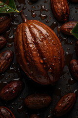fresh cocoa, water drops, patterning, generative ai