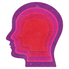 Concentric head profile shapes retro collage element