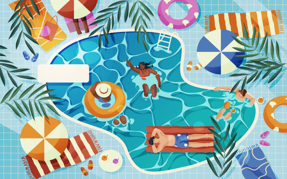 Vector image of pool recreation, swimming clipart