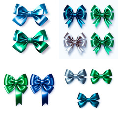 Set of  blue and green bows