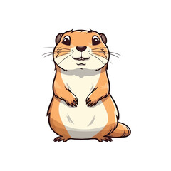 Fototapeta premium Cheerful Prairie Dog: Lively 2D Illustration Brimming with Cuteness and Alertness